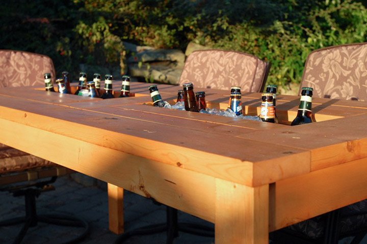 DIY Patio Table with Built-in Beer Cooler