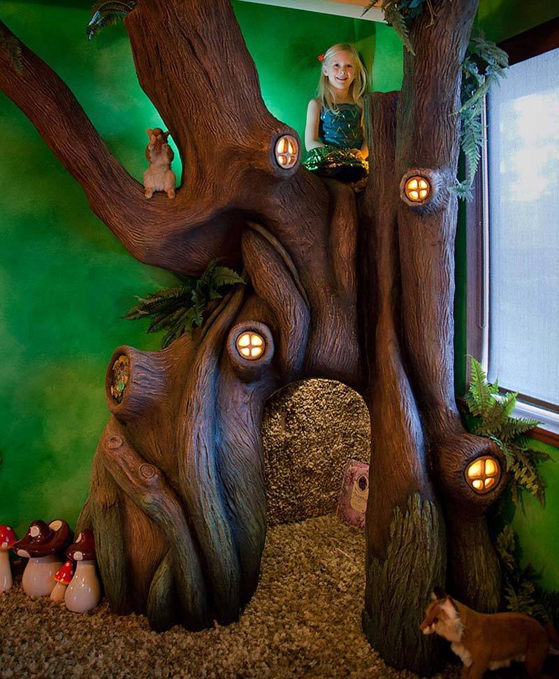 Dad Turns Daughter’s Room Into Fairytale Treehouse