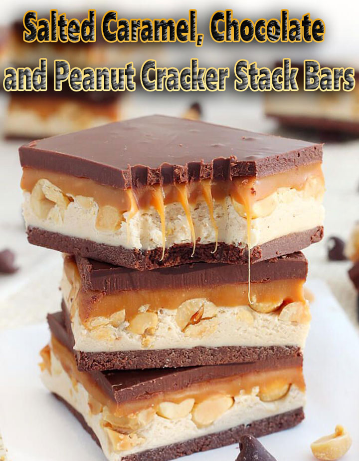 Salted Caramel, Chocolate and Peanut Cracker Stack Bars