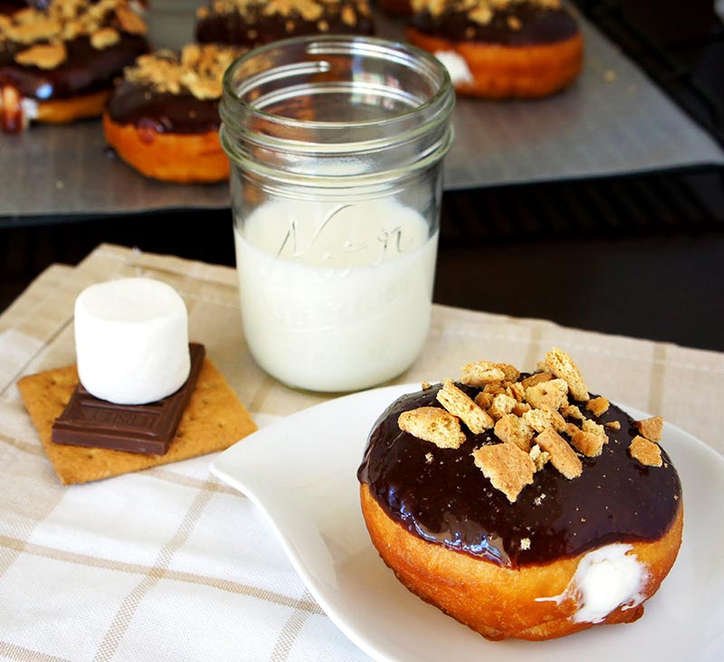 Marshmallow Cream Filled S'mores Doughnuts