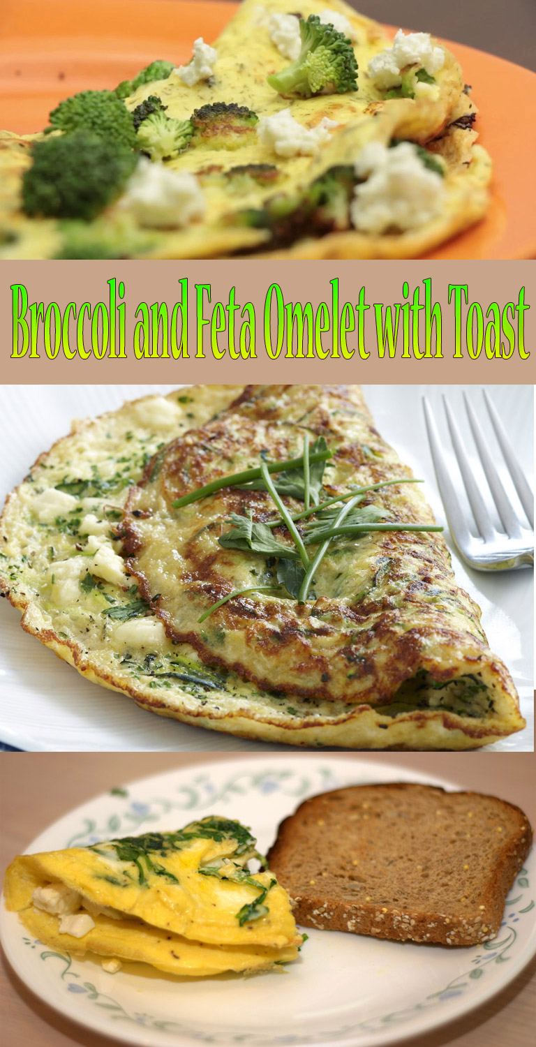 Broccoli and Feta Omelet with Toast