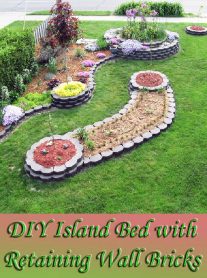 DIY - Island Bed with Retaining Wall Bricks