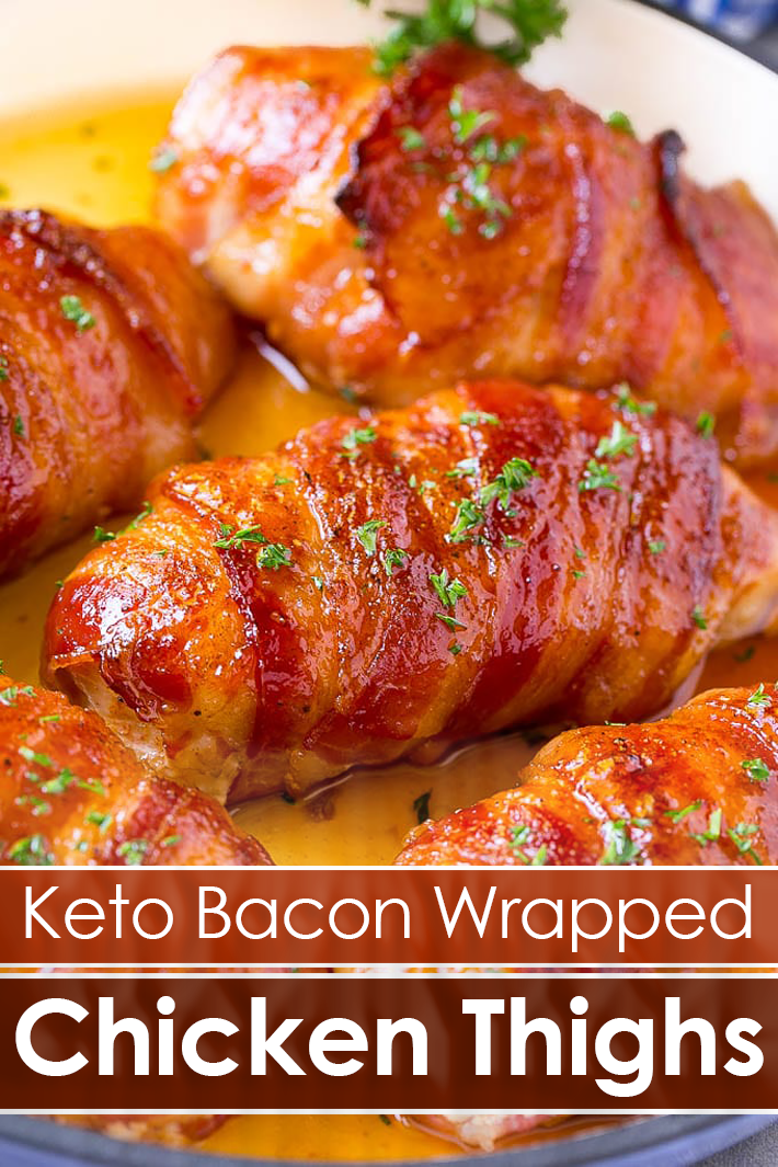 Keto Bacon Wrapped Chicken Thighs